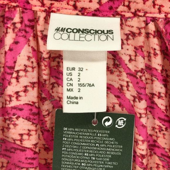 H&M Tunic Conscious Collection Orange Pink Zebra Print Coverup Dress NWT - Picture 8 of 10